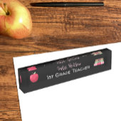 Red Apple , Bücher , Lehrer Black Desk Namplate Namensplakette