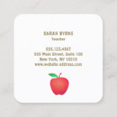 Red Apple Business Card Lehrer Quadratische Visitenkarte (Rückseite)