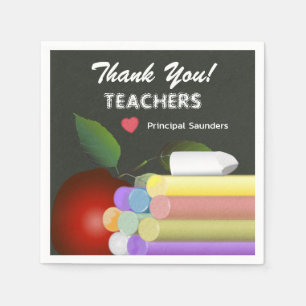 Red Apple Chalk Lehrer  Vielen Dank Serviette