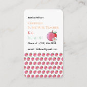 Red Apple Daisy Pattern Sub Vertical Business Card Visitenkarte (Rückseite)