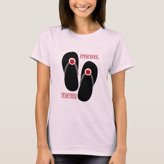 Red Apple Flip Flops für Preschool-Lehrer T-Shirt (Vorderseite)