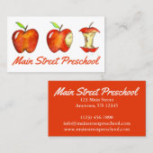 Red Apple Fruit Teacher School Bildung Preschool Visitenkarte (Vorne/Hinten)
