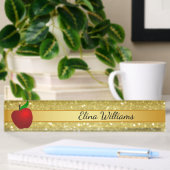 Red Apple Gold Classic Confetti Namensplakette