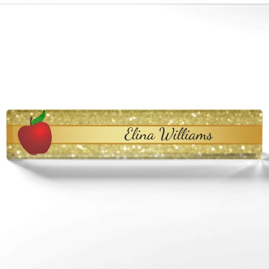 Red Apple Gold Classic Confetti Namensplakette (Vorderseite)