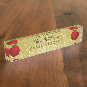 Red Apple Gold Classic Confetti Namensplakette (Seite)