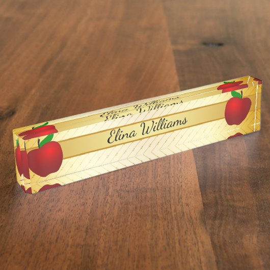 Red Apple Gold Classic Confetti Namensplakette (Seite)