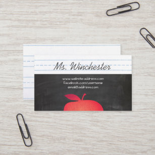 Red Apple Grade School Teacher Bildung Visitenkarte