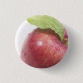 Red Apple Green Leaf Button (Vorderseite)