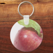 Red Apple Green Leaf Schlüsselanhänger (Vorderseite)