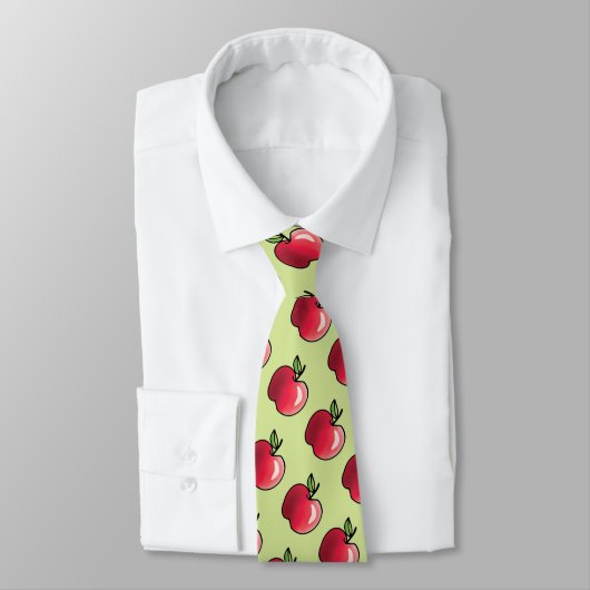Red Apple Green Pattern Krawatte (Gebunden)