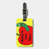 Red Apple Green Wurm Gepäckanhänger (Vorderseite vertikal)