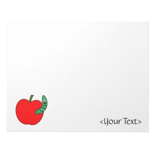 Red Apple Green Wurm Notizblock (Vorderseite)