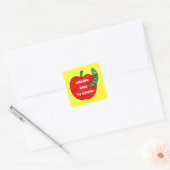 Red Apple Green Wurm Quadratischer Aufkleber (Umschlag)