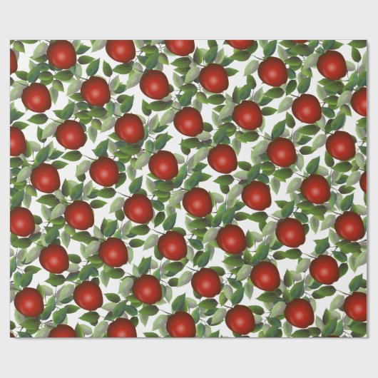 Red Apple Greenery Geschenkpapier (Flach)