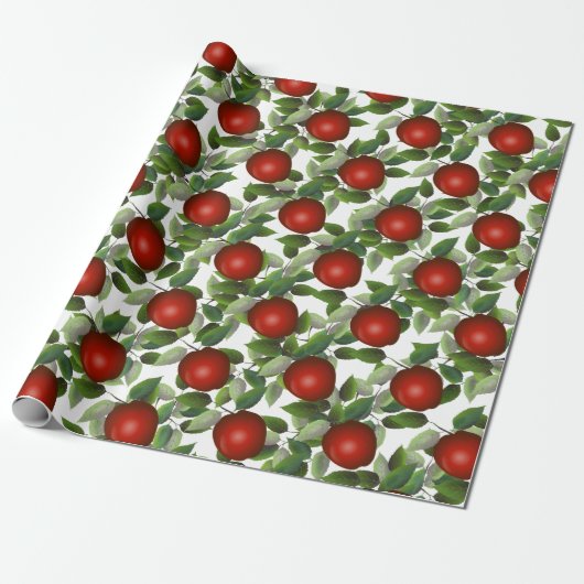Red Apple Greenery Geschenkpapier (Ungerollt)