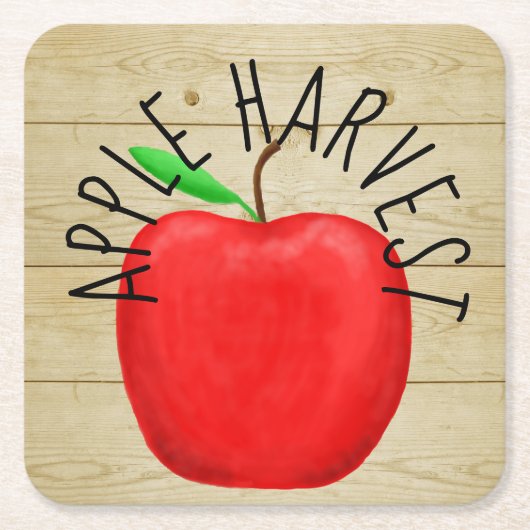 Red Apple Harvest Holz Sign Paper Untersetzer (Vorderseite)