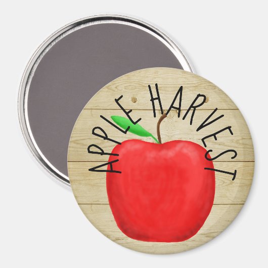 Red Apple Harvest Wooden Sign Magnet (Vorderseite/Rückseite)