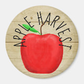 Red Apple Harvest Wooden Sign Magnet (Vorne)