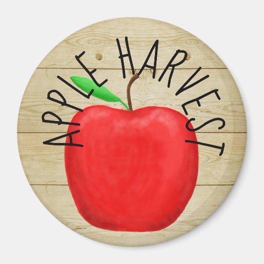 Red Apple Harvest Wooden Sign Magnet (Vorne)