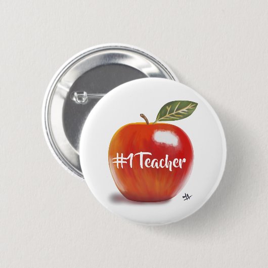 Red Apple Illustration Nr. 1 Lehrer Button (Vorne & Hinten)