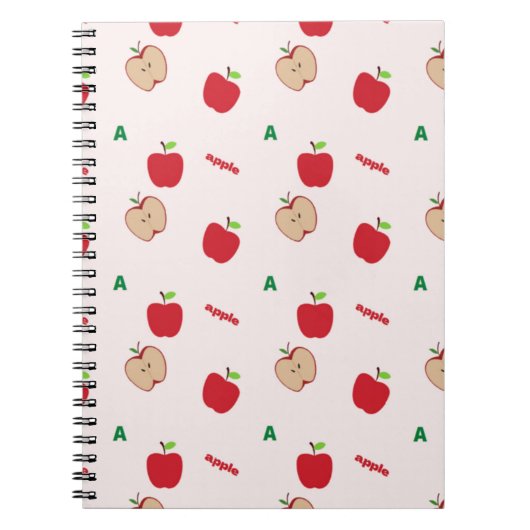 Red Apple Letter A Muster | Niedlich zurück zur Sc Notizblock (Vorderseite)