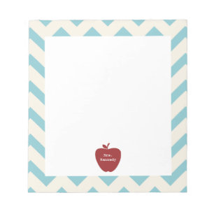 Red Apple Light Blue Zickzack Teacher Notizblock