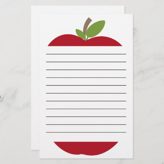 Red Apple Lined Stationery Briefpapier (Vorne/Hinten)