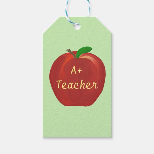 Red Apple Malerei A+ Teacher Gift Cards Geschenkanhänger (Vorderseite)