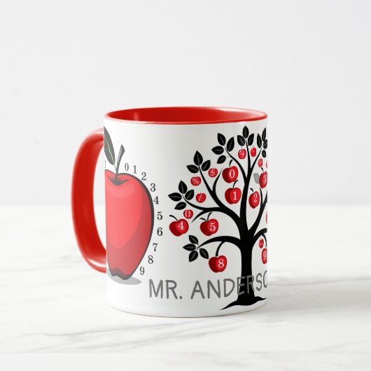 Red Apple Math Tree Tasse (Vorderseite Links)
