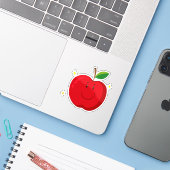 Red Apple mit Happy Face Aufkleber (Laptop mit iPhone)
