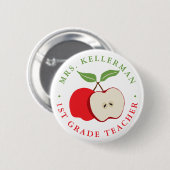 Red Apple mit Lehrername und -note Button (Vorne & Hinten)