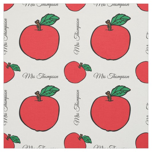 Red Apple mit Teacher's Name Fabric by the Yard Stoff (Muster)
