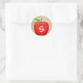 Red Apple Monogram Runder Aufkleber (Tasche)