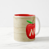Red Apple Monogram Zweifarbige Tasse (VorderseiteRechts)