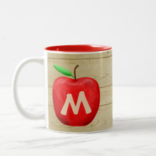 Red Apple Monogram Zweifarbige Tasse