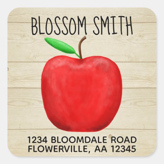 Red Apple Name & Address Aufkleber (Vorderseite)