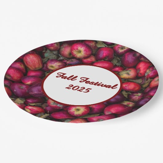 Red Apple Party benutzerdefinierbar Pappteller (Schrägansicht)
