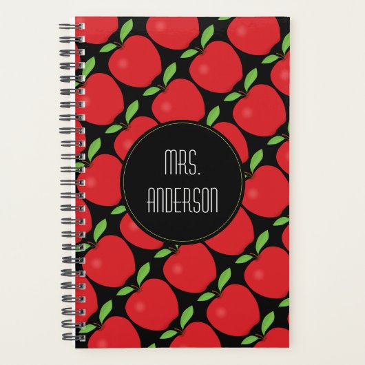Red Apple Pattern, Personalisiert Teacher Planer (Vorderseite)