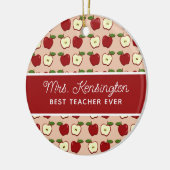 Red Apple Pattern Teacher Appreciator Foto Keramik Ornament (Links)