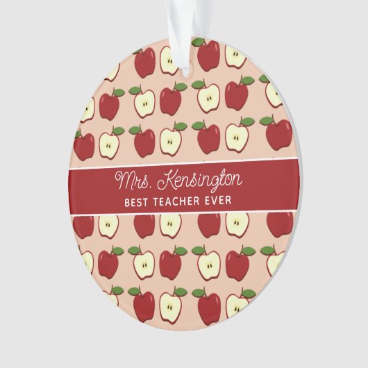Red Apple Pattern Teacher Appreciator Foto Ornament (Vorderseite)