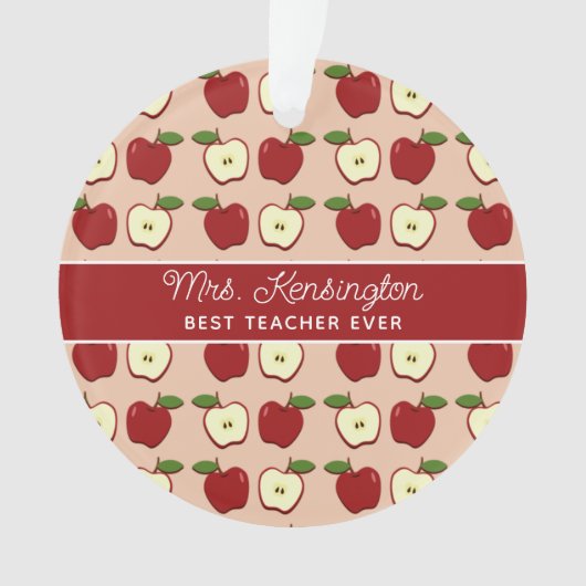 Red Apple Pattern Teacher Appreciator Foto Ornament (Vorderseite)