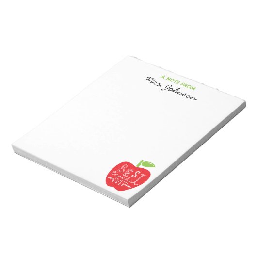 Red Apple Pencil Bester Lehrer je Personalisiert Notizblock (Rotiert)