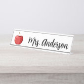 Red Apple Personalisiert Teacher Name Plate Schreibtischnamensplakette (Vorderseite )