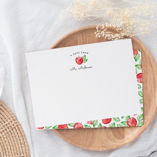 Red Apple | Personalisiert Teacher Stationery Flat Mitteilungskarte