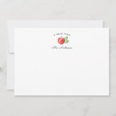 Red Apple | Personalisiert Teacher Stationery Flat Mitteilungskarte (Vorderseite)