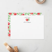 Red Apple | Personalisiert Teacher Stationery Flat Mitteilungskarte (Vorderseite/Rückseite Beispiel)