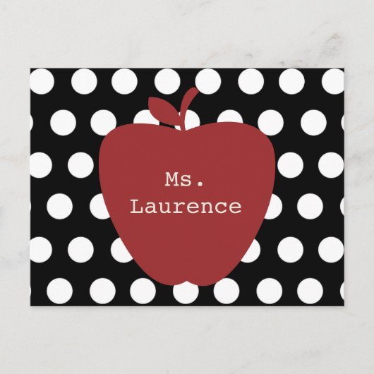 Red Apple & Polka Dot Teacher Postkarte (Vorderseite)