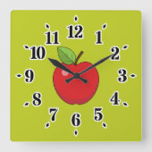 Red Apple Quadratische Wanduhr (Vorderseite)