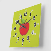 Red Apple Quadratische Wanduhr (Winkel)