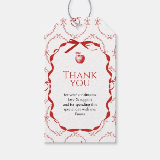 Red Apple Rectangle Gevor Tag Geschenkanhänger (Vorderseite)